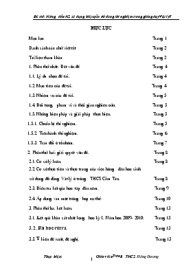 Đề tài  Hướng dẫn học sinH sử dụng hiệu qủa đồ dùng thí nghiệm trong giảng dạy Vật lý 7